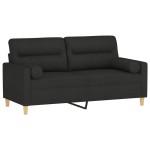 vidaXL Canapea cu 2 locuri cu pernuțe, negru, 140 cm, textil vidaXL Canapea cu 2 locuri cu pernuțe, negru, 140 cm, textil