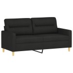vidaXL Canapea cu 2 locuri cu pernuțe, negru, 140 cm, textil vidaXL Canapea cu 2 locuri cu pernuțe, negru, 140 cm, textil