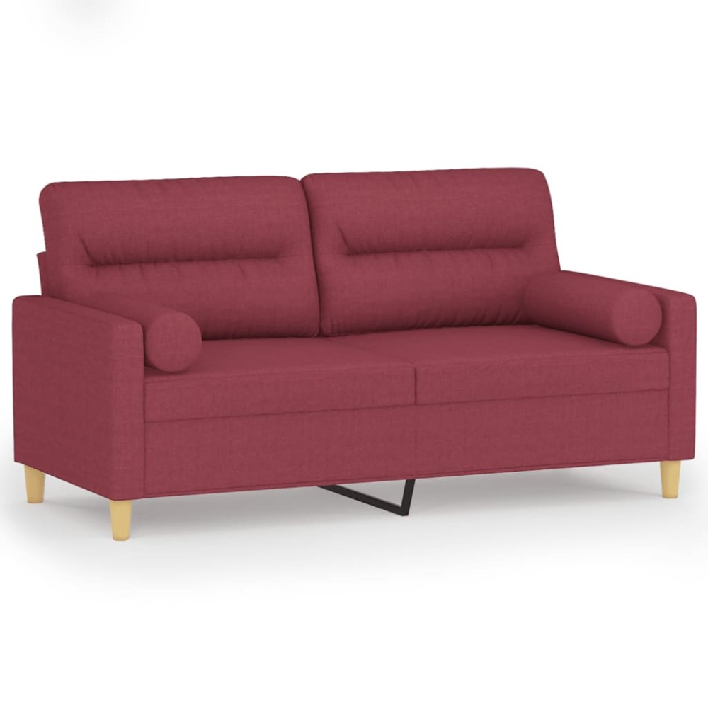 vidaXL Canapea cu 2 locuri cu pernuțe, roșu vin, 140 cm, textil