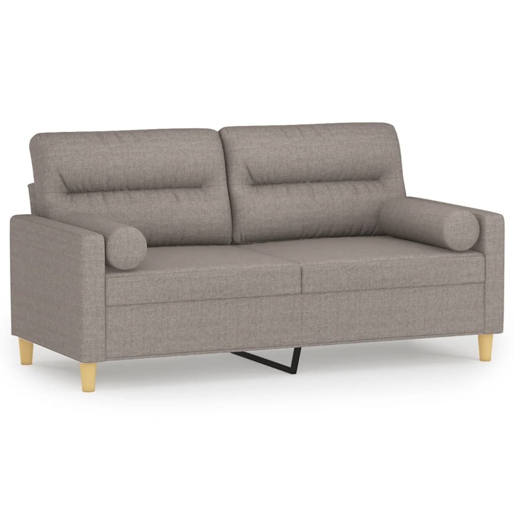 vidaXL Canapea cu 2 locuri cu pernuțe, gri taupe, 140 cm, textil