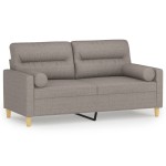 vidaXL Canapea cu 2 locuri cu pernuțe, gri taupe, 140 cm, textil vidaXL Canapea cu 2 locuri cu pernuțe, gri taupe, 140 cm, textil