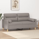 vidaXL Canapea cu 2 locuri cu pernuțe, gri taupe, 140 cm, textil vidaXL Canapea cu 2 locuri cu pernuțe, gri taupe, 140 cm, textil