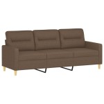 vidaXL Canapea cu 3 locuri cu pernuțe, maro, 180 cm, textil