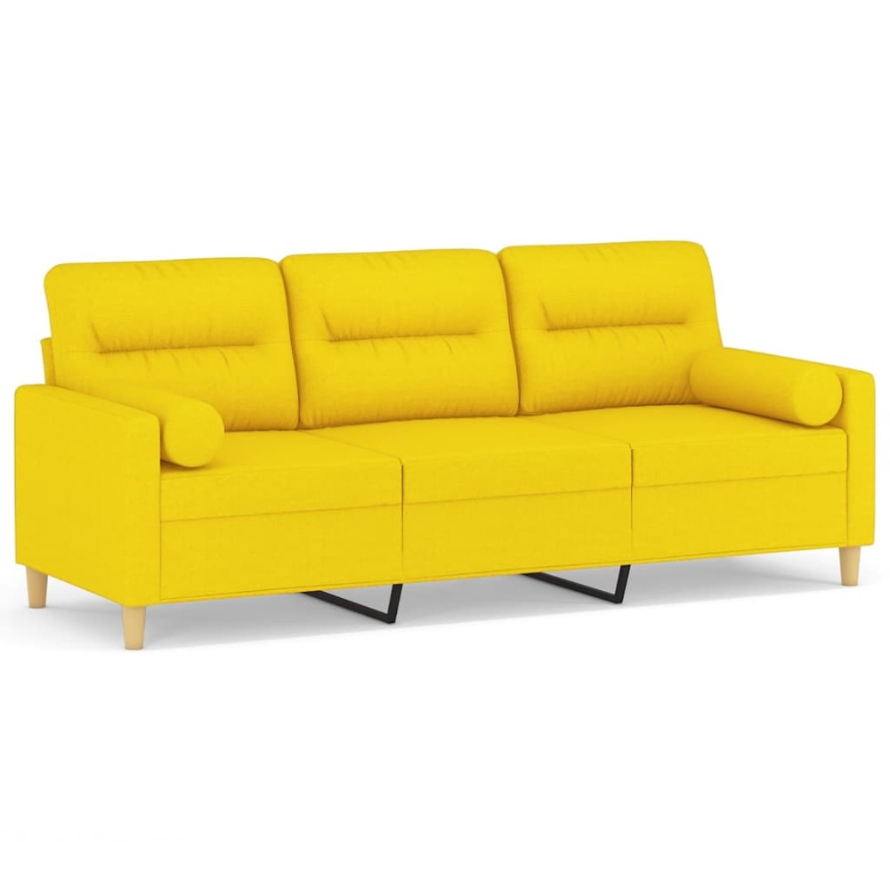 vidaXL Canapea cu 3 locuri cu pernuțe, galben deschis, 180 cm, textil