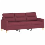 vidaXL Canapea cu 3 locuri cu pernuțe, roșu vin, 180 cm, textil vidaXL Canapea cu 3 locuri cu pernuțe, roșu vin, 180 cm, textil