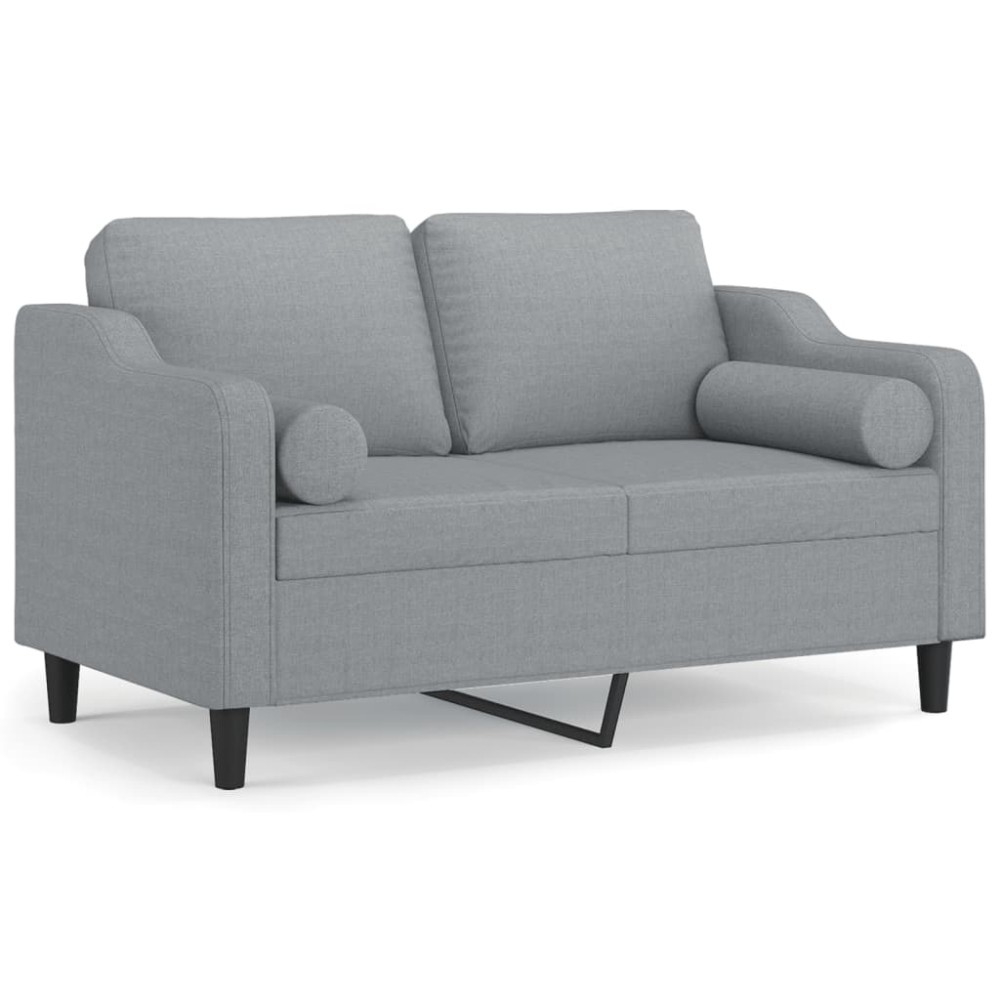 vidaXL Canapea cu 2 locuri cu pernuțe, gri deschis, 120 cm, textil