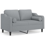 vidaXL Canapea cu 2 locuri cu pernuțe, gri deschis, 120 cm, textil vidaXL Canapea cu 2 locuri cu pernuțe, gri deschis, 120 cm, textil