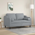 vidaXL Canapea cu 2 locuri cu pernuțe, gri deschis, 120 cm, textil vidaXL Canapea cu 2 locuri cu pernuțe, gri deschis, 120 cm, textil