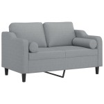 vidaXL Canapea cu 2 locuri cu pernuțe, gri deschis, 120 cm, textil vidaXL Canapea cu 2 locuri cu pernuțe, gri deschis, 120 cm, textil
