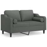 vidaXL Canapea cu 2 locuri cu pernuțe, gri închis, 120 cm, textil