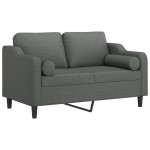vidaXL Canapea cu 2 locuri cu pernuțe, gri închis, 120 cm, textil