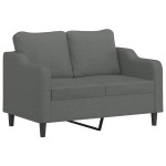 vidaXL Canapea cu 2 locuri cu pernuțe, gri închis, 120 cm, textil