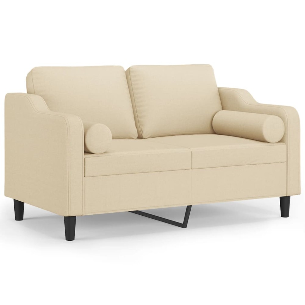 vidaXL Canapea cu 2 locuri cu pernuțe, crem, 120 cm, textil