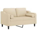vidaXL Canapea cu 2 locuri cu pernuțe, crem, 120 cm, textil vidaXL Canapea cu 2 locuri cu pernuțe, crem, 120 cm, textil