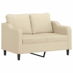 vidaXL Canapea cu 2 locuri cu pernuțe, crem, 120 cm, textil vidaXL Canapea cu 2 locuri cu pernuțe, crem, 120 cm, textil