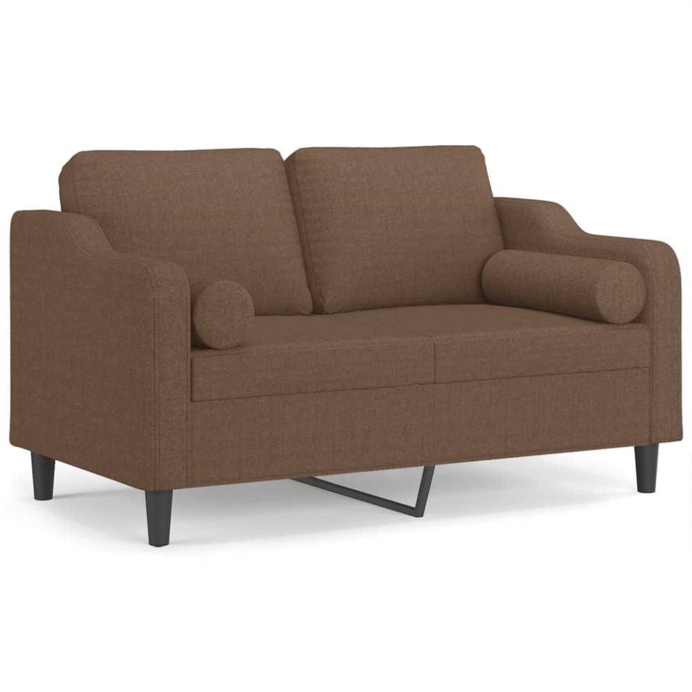 vidaXL Canapea cu 2 locuri cu pernuțe, maro, 120 cm, textil