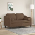 vidaXL Canapea cu 2 locuri cu pernuțe, maro, 120 cm, textil vidaXL Canapea cu 2 locuri cu pernuțe, maro, 120 cm, textil