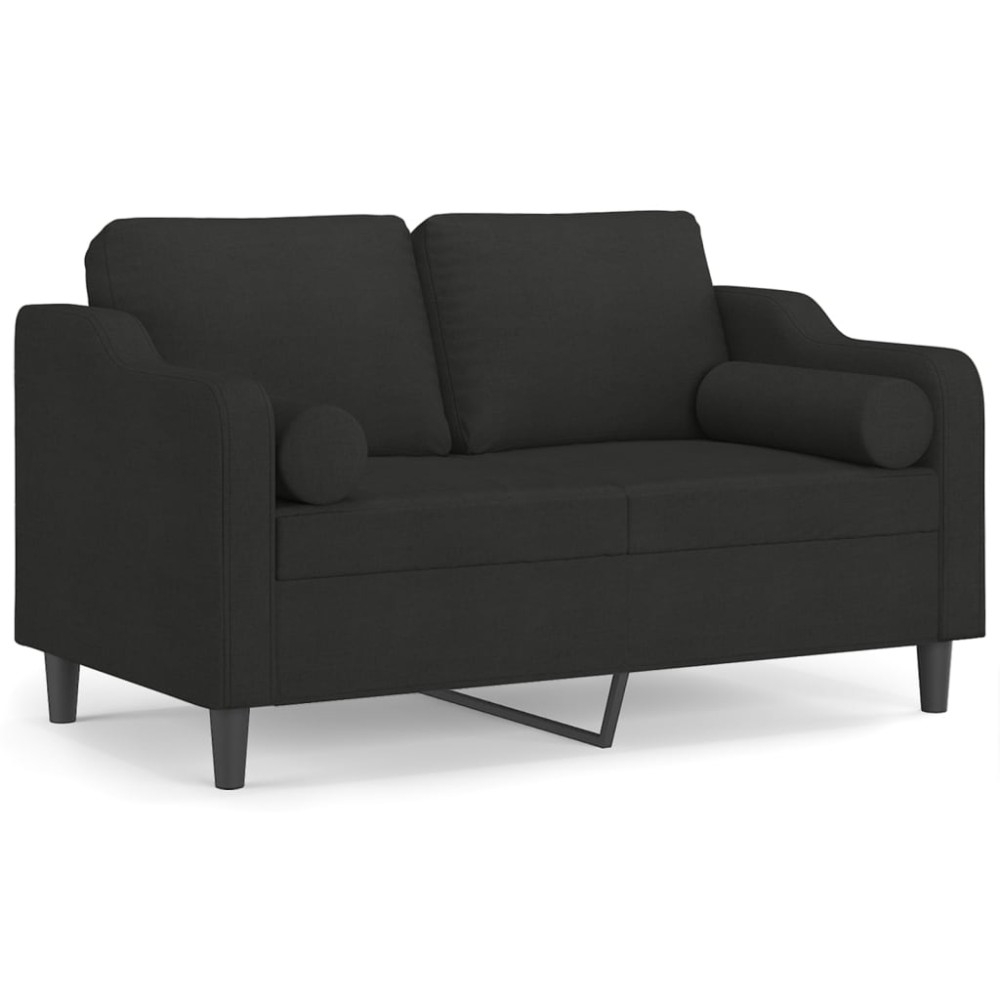 vidaXL Canapea cu 2 locuri cu pernuțe, negru, 120 cm, textil