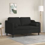 vidaXL Canapea cu 2 locuri cu pernuțe, negru, 120 cm, textil vidaXL Canapea cu 2 locuri cu pernuțe, negru, 120 cm, textil