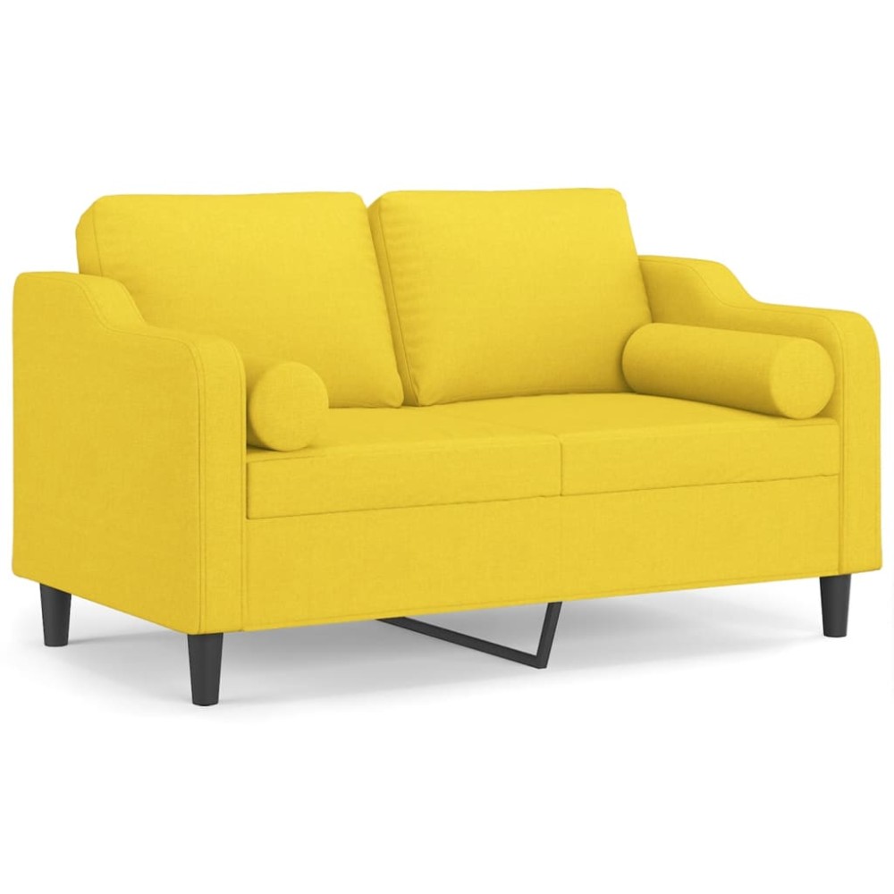 vidaXL Canapea cu 2 locuri cu pernuțe, galben deschis, 120 cm, textil