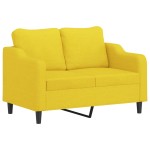 vidaXL Canapea cu 2 locuri cu pernuțe, galben deschis, 120 cm, textil