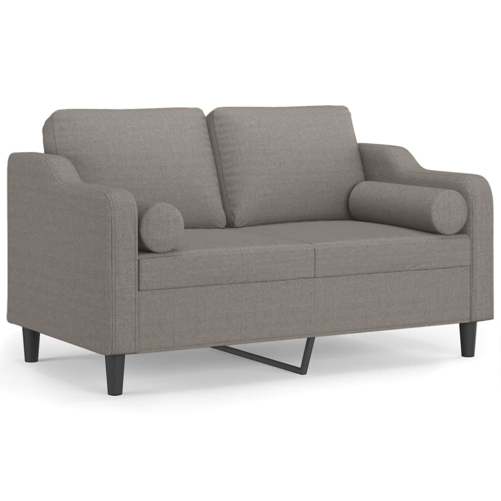 vidaXL Canapea cu 2 locuri cu pernuțe, gri taupe, 120 cm, textil
