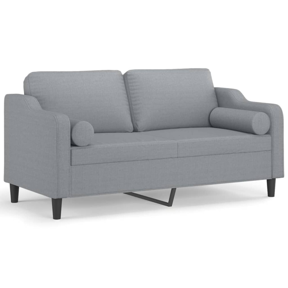 vidaXL Canapea cu 2 locuri cu pernuțe, gri deschis, 140 cm, textil