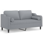 vidaXL Canapea cu 2 locuri cu pernuțe, gri deschis, 140 cm, textil