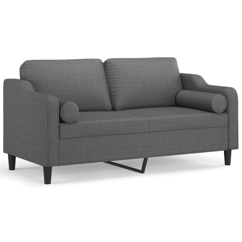 vidaXL Canapea cu 2 locuri cu pernuțe, gri închis, 140 cm, textil