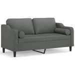 vidaXL Canapea cu 2 locuri cu pernuțe, gri închis, 140 cm, textil vidaXL Canapea cu 2 locuri cu pernuțe, gri închis, 140 cm, textil