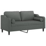 vidaXL Canapea cu 2 locuri cu pernuțe, gri închis, 140 cm, textil vidaXL Canapea cu 2 locuri cu pernuțe, gri închis, 140 cm, textil
