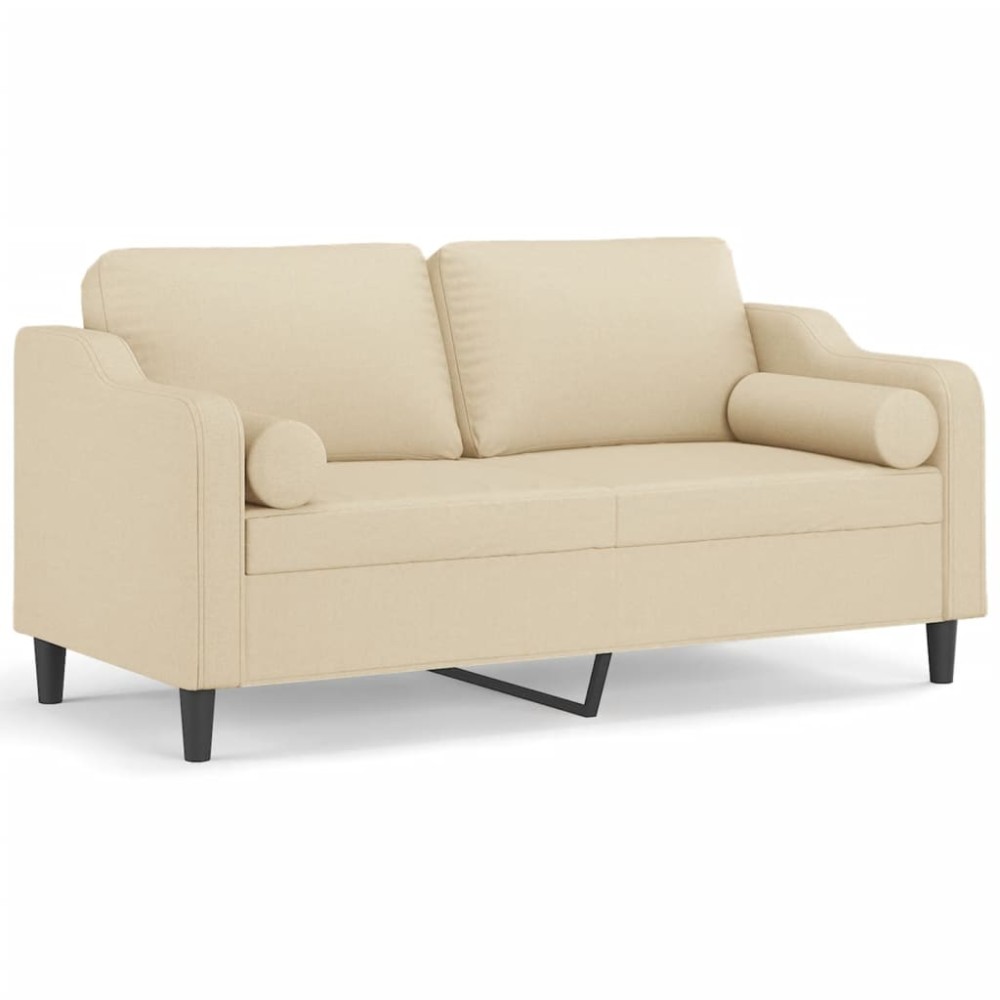 vidaXL Canapea cu 2 locuri cu pernuțe, crem, 140 cm, textil