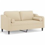 vidaXL Canapea cu 2 locuri cu pernuțe, crem, 140 cm, textil vidaXL Canapea cu 2 locuri cu pernuțe, crem, 140 cm, textil