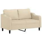 vidaXL Canapea cu 2 locuri cu pernuțe, crem, 140 cm, textil vidaXL Canapea cu 2 locuri cu pernuțe, crem, 140 cm, textil