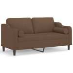 vidaXL Canapea cu 2 locuri cu pernuțe, maro, 140 cm, textil