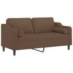 vidaXL Canapea cu 2 locuri cu pernuțe, maro, 140 cm, textil