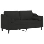 vidaXL Canapea cu 2 locuri cu pernuțe, negru, 140 cm, textil vidaXL Canapea cu 2 locuri cu pernuțe, negru, 140 cm, textil
