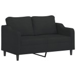 vidaXL Canapea cu 2 locuri cu pernuțe, negru, 140 cm, textil vidaXL Canapea cu 2 locuri cu pernuțe, negru, 140 cm, textil
