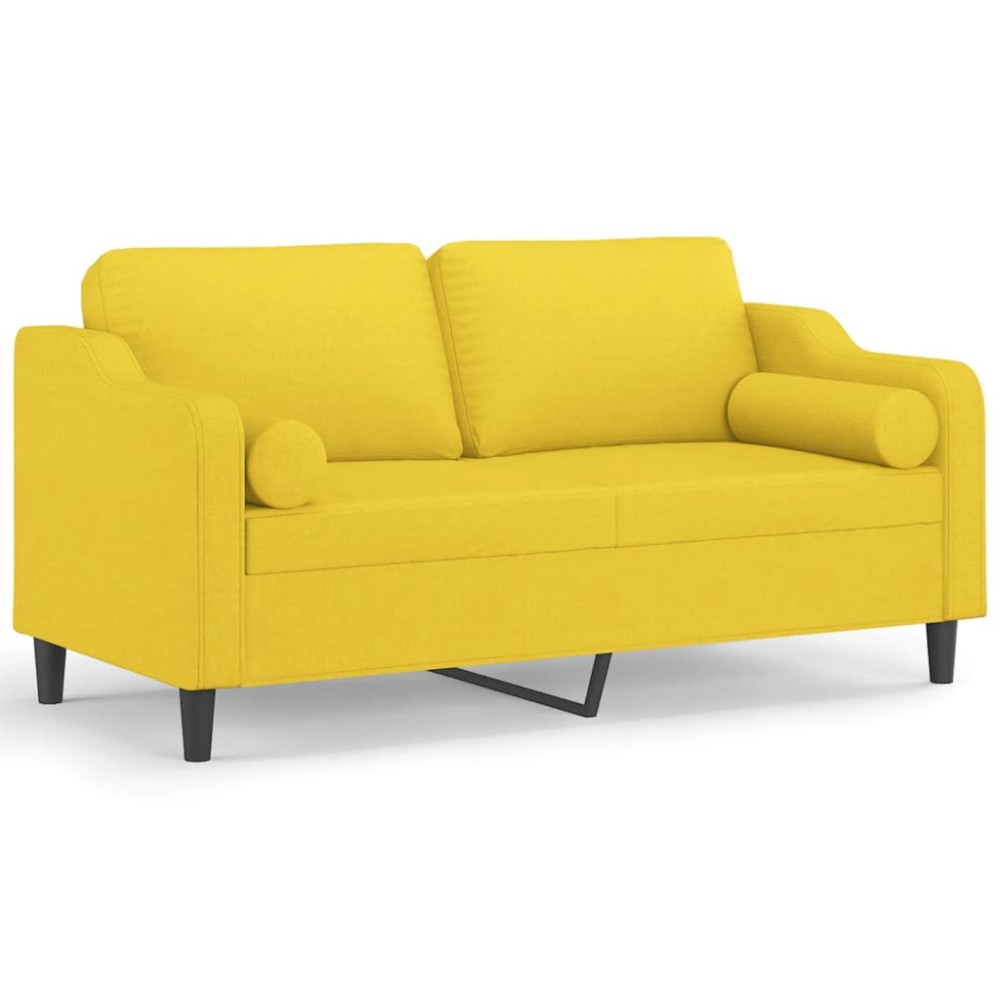 vidaXL Canapea cu 2 locuri cu pernuțe, galben deschis, 140 cm, textil