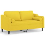 vidaXL Canapea cu 2 locuri cu pernuțe, galben deschis, 140 cm, textil vidaXL Canapea cu 2 locuri cu pernuțe, galben deschis, 140 cm, textil