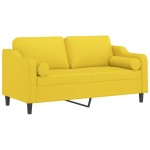 vidaXL Canapea cu 2 locuri cu pernuțe, galben deschis, 140 cm, textil vidaXL Canapea cu 2 locuri cu pernuțe, galben deschis, 140 cm, textil