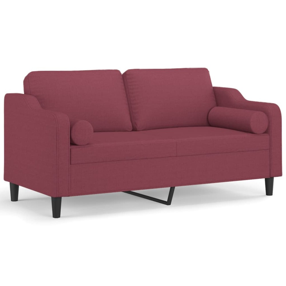 vidaXL Canapea cu 2 locuri cu pernuțe, roșu vin, 140 cm, textil