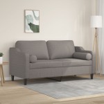vidaXL Canapea cu 2 locuri cu pernuțe, gri taupe, 140 cm, textil vidaXL Canapea cu 2 locuri cu pernuțe, gri taupe, 140 cm, textil