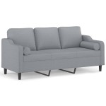 vidaXL Canapea cu 3 locuri cu pernuțe, gri deschis, 180 cm, textil