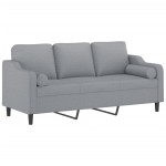 vidaXL Canapea cu 3 locuri cu pernuțe, gri deschis, 180 cm, textil