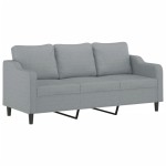 vidaXL Canapea cu 3 locuri cu pernuțe, gri deschis, 180 cm, textil