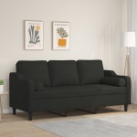 vidaXL Canapea cu 3 locuri cu pernuțe, negru, 180 cm, textil vidaXL Canapea cu 3 locuri cu pernuțe, negru, 180 cm, textil