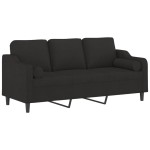 vidaXL Canapea cu 3 locuri cu pernuțe, negru, 180 cm, textil vidaXL Canapea cu 3 locuri cu pernuțe, negru, 180 cm, textil