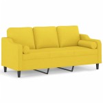 vidaXL Canapea cu 3 locuri cu pernuțe, galben deschis, 180 cm, textil vidaXL Canapea cu 3 locuri cu pernuțe, galben deschis, 180 cm, textil