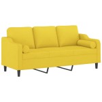 vidaXL Canapea cu 3 locuri cu pernuțe, galben deschis, 180 cm, textil vidaXL Canapea cu 3 locuri cu pernuțe, galben deschis, 180 cm, textil